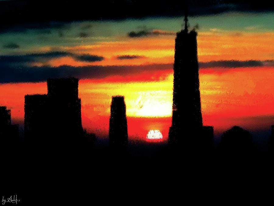 Sunset in a city Painting by Gradify Creations Sunset in a city Painting by Gradify Creations