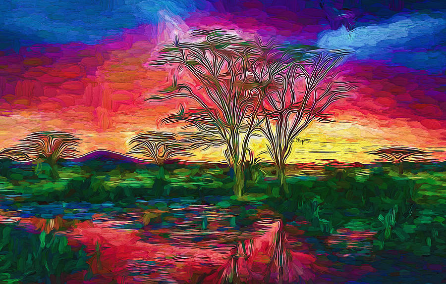 Sunset in Africa 2 Painting by Nenad Vasic