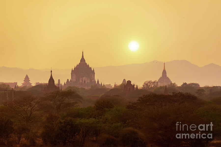 Sunset in Bagan, Myanmar Photograph by Delphimages Photo Creations