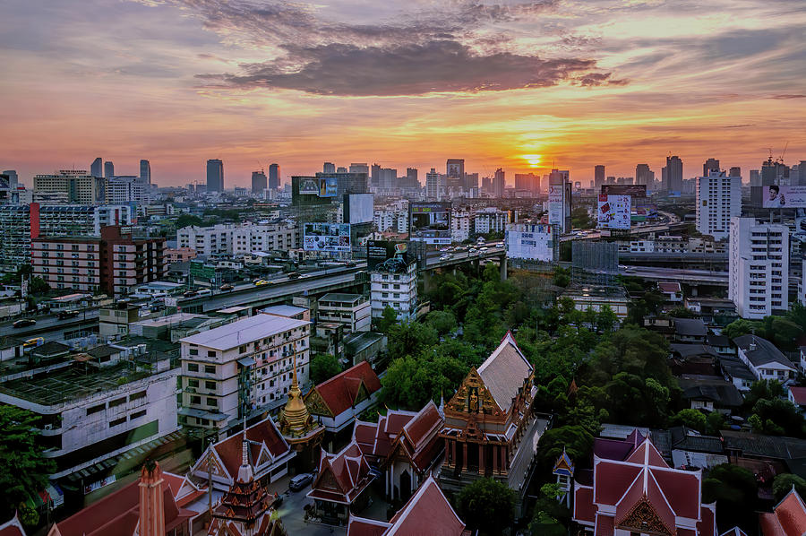 Sunset in Bangkok Photograph by Maria Coulson