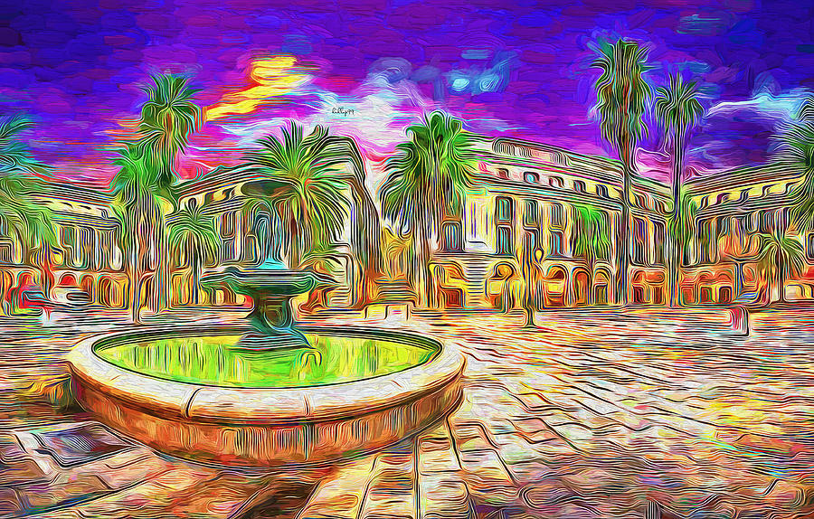 Sunset In Barcelona Painting
