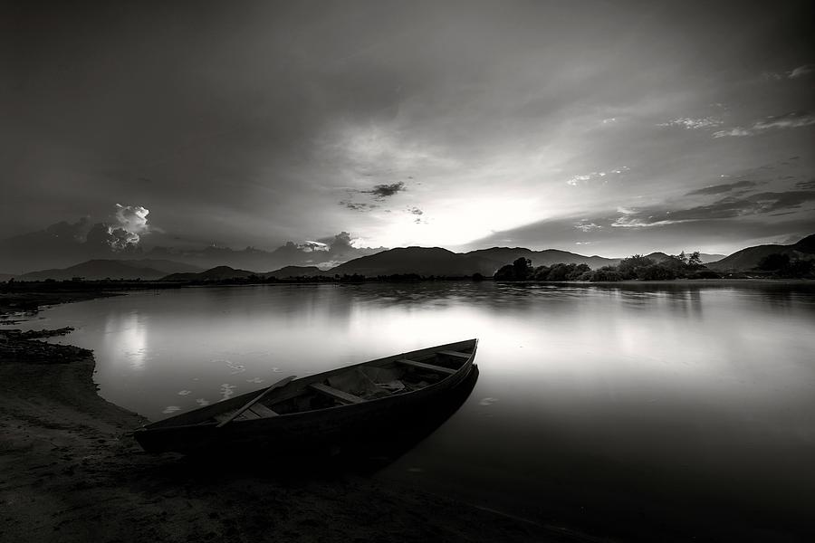 Sunset In Black And White Digital Art by Steven Parker