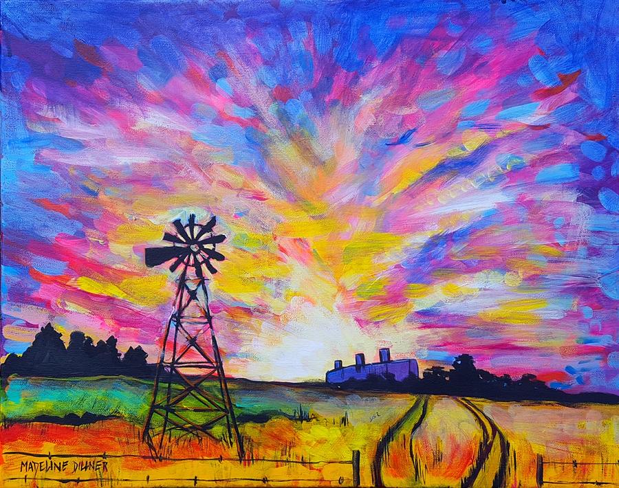 Sunset in Enid, OK Painting by Madeline Dillner