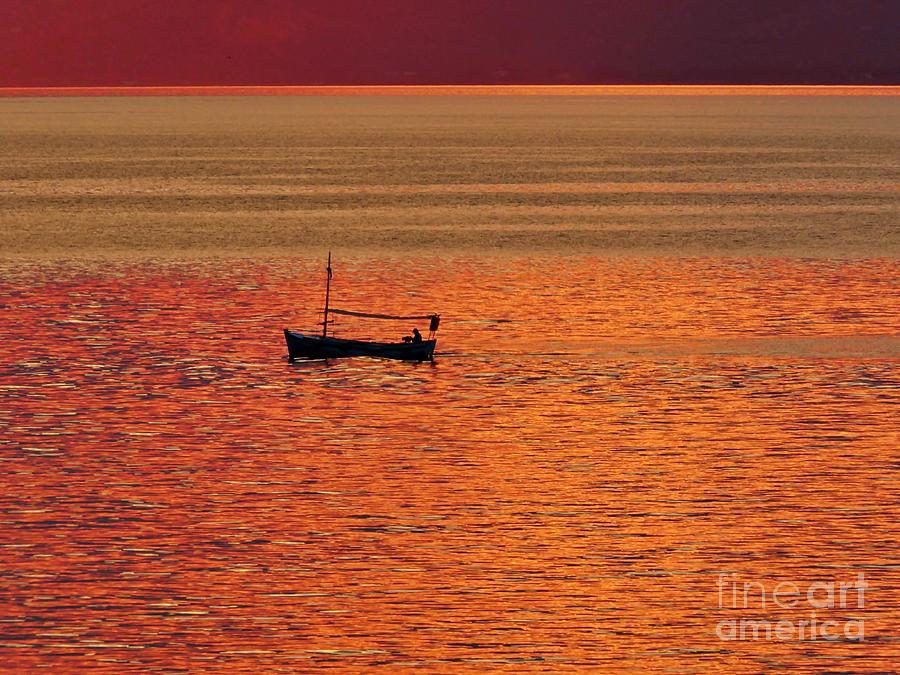 Sunset Photograph - Sunset in Hydra Greece by Amalia Suruceanu