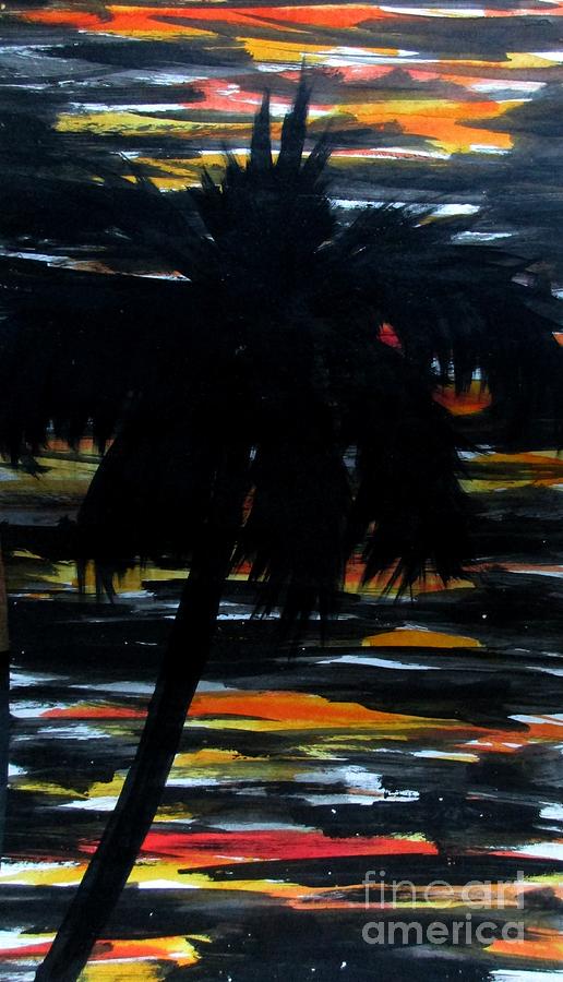Abstract Painting - Sunset in Kerala -1 by Tamal Sen Sharma