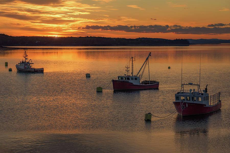 Sunset in Lubec Harbor Photograph by Kristen Wilkinson