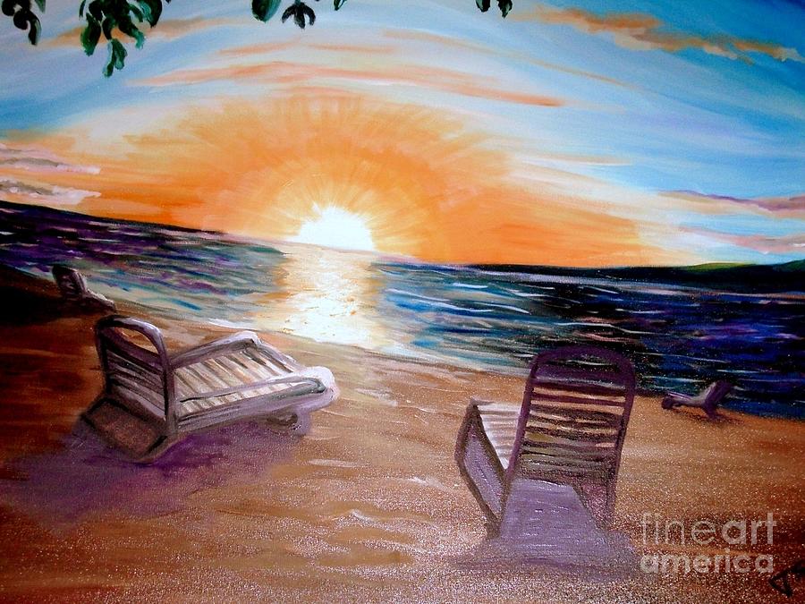 Sunset in Maui Painting by Tatiana Sragar