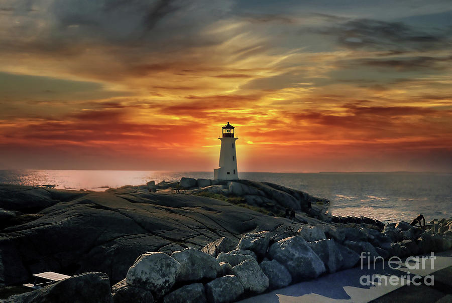 Sunset In Peggys Cove  Nova Scotia Canada Photograph