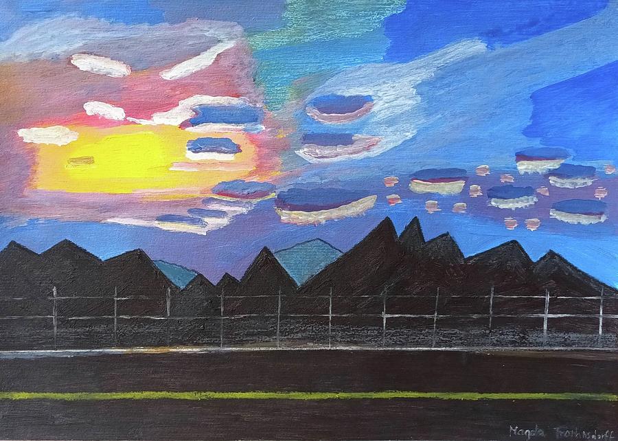 Sunset in Riyadh  Painting by Magdalena Frohnsdorff