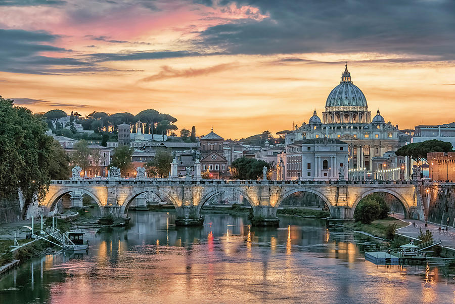 Architecture Photograph - Sunset In Rome by Manjik Pictures