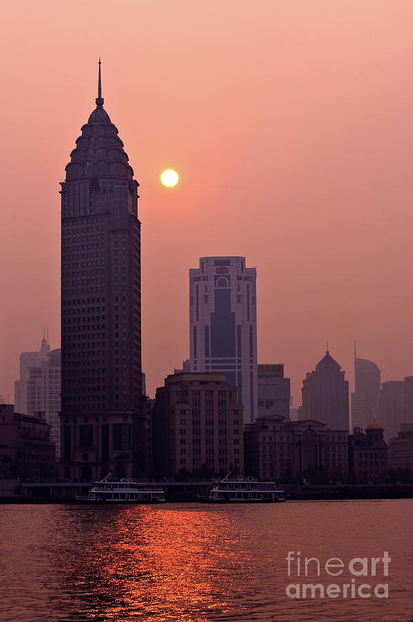 Sunset in Shanghai Photograph by Delphimages Photo Creations