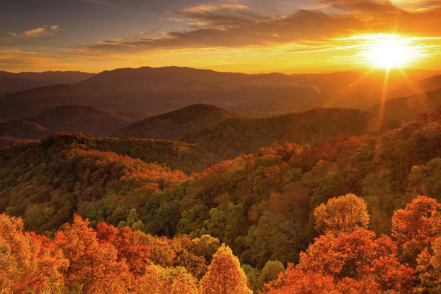 Sunset In Smoky Mountains Of Tennessee Photograph By Carol Mellema 