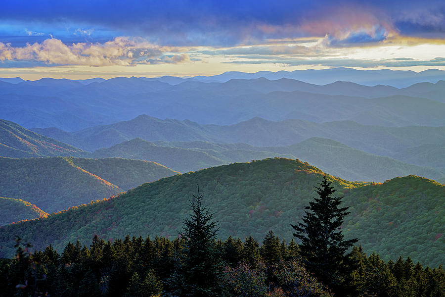 Sunset in the Blue Ridge Mtns NC GRK6455_10172023 Photograph by Greg Kluempers