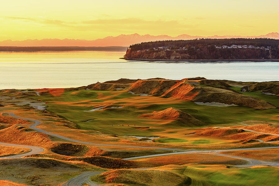 Sunset in the Chambers Bay Digital Art by Michael Lee