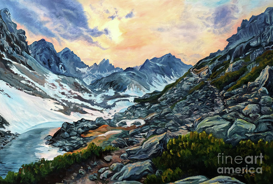 Sunset in the Great Cold Valley Painting by Jana Goode