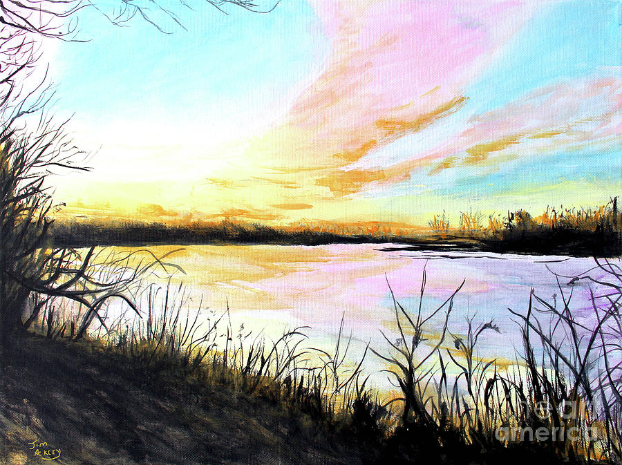 Sunset in the sticks Painting by James Ackley