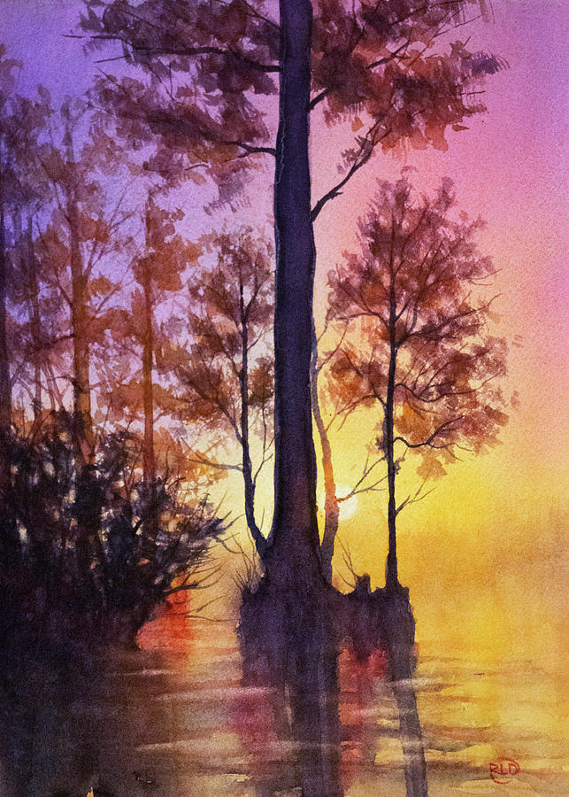 Sunset in the Swamp Painting by Rebecca Davis