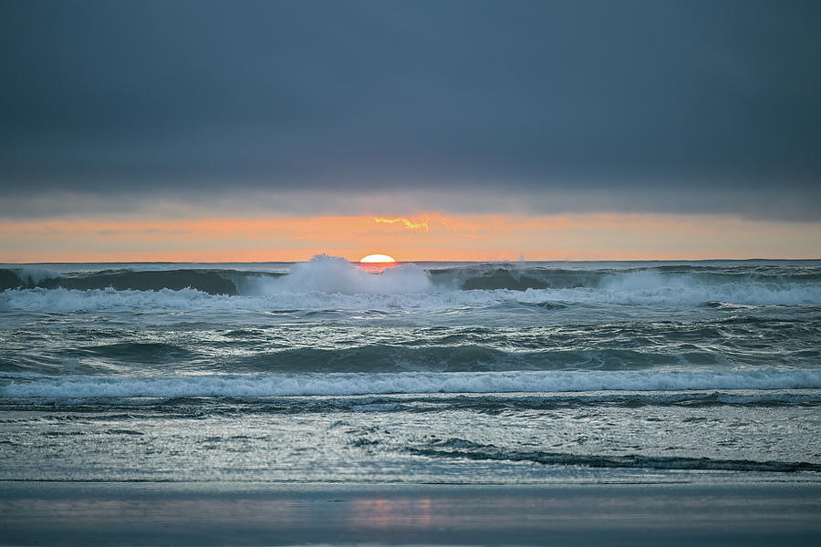 Sunset in the Waves Photograph by Jerry Cahill