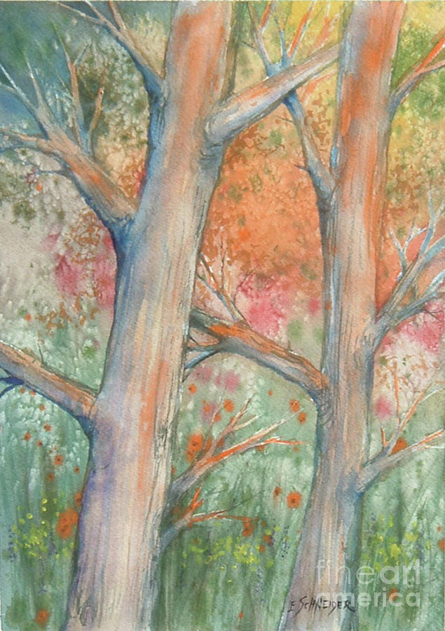 Sunset in the Woods Painting by Edie Schneider
