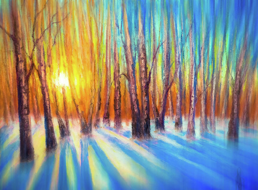 Sunset in the woods Painting by Lilia D - Fine Art America