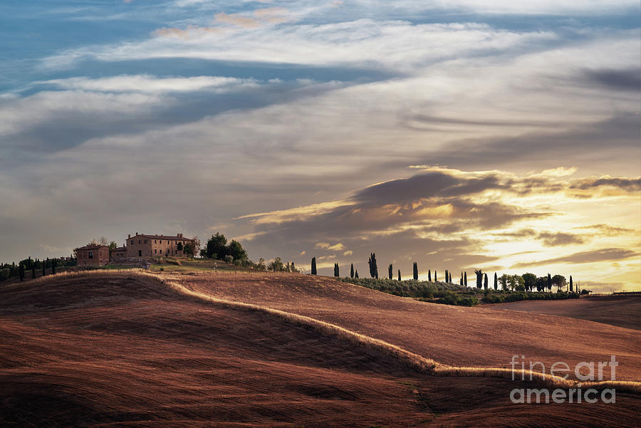 Sunset Photograph - Sunset in Tuscany by Delphimages Photo Creations