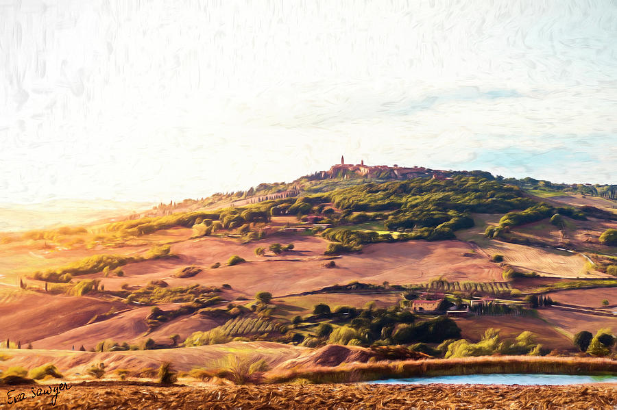 Sunset In Tuscany Painting by Eva Sawyer