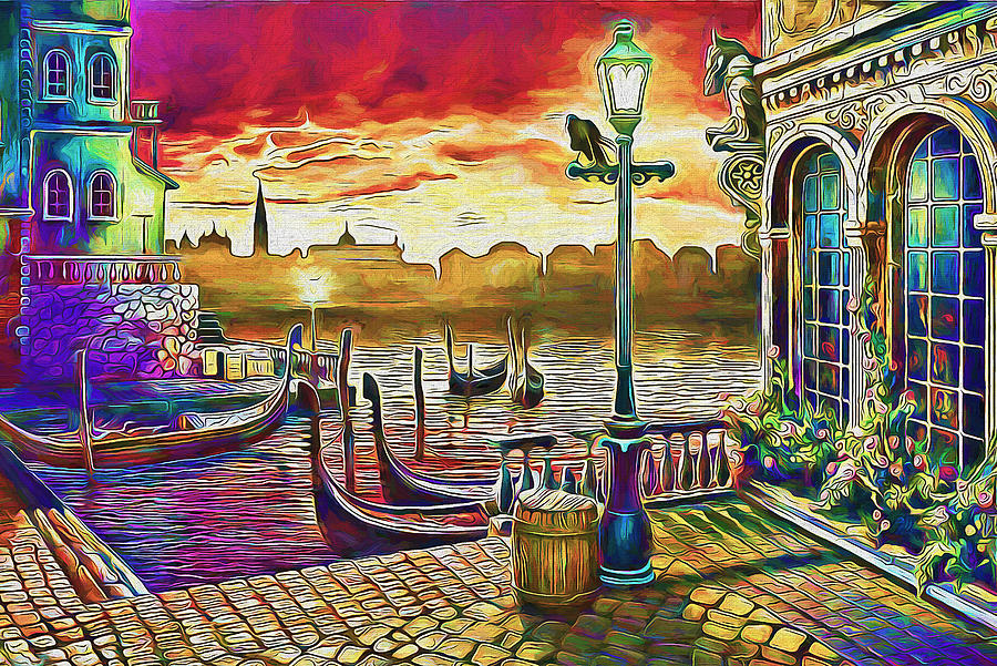 Sunset In Venice Painting