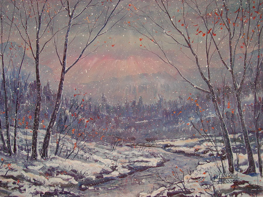 Sunset In Winter. Painting by Leonard Holland