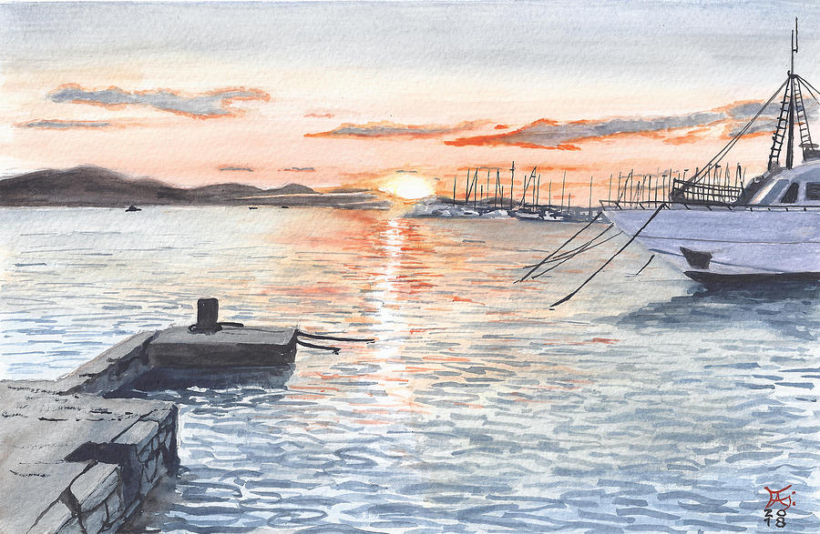 Sunset in Zadar I Croatia Painting by Francisco Gutierrez