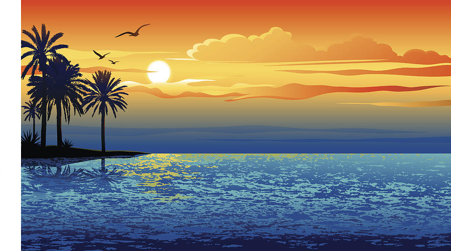 Sunset island Drawing by Edge69