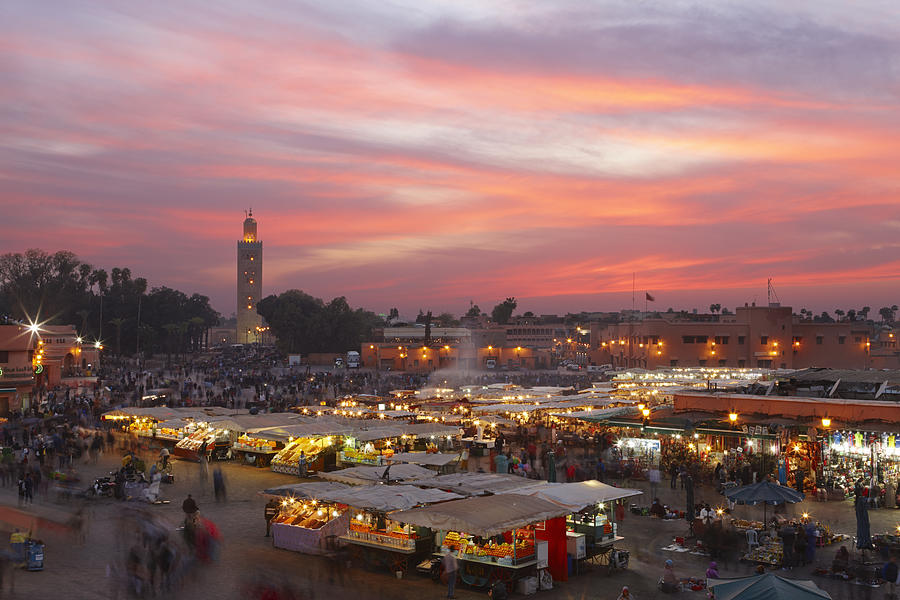 Sunset, Jemma El Fna, Marrakesh, Morocco Photograph by Laurie Noble