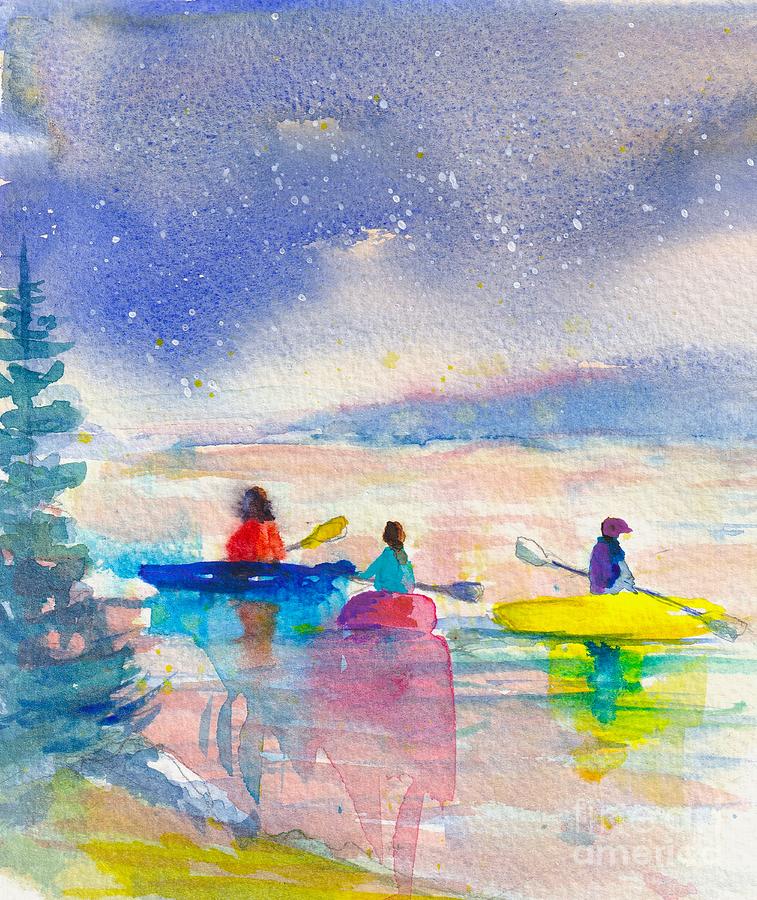 Sunset Kayak Painting by Christy Lemp