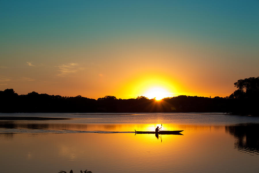 Sunset Kayaking in Lake of the Isles, Minneapolis, Minnesota Photograph by YinYang