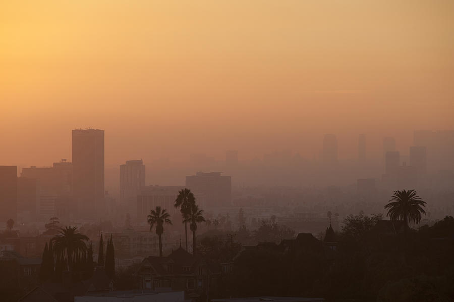 Sunset L.A.basin Photograph by Mitch Diamond