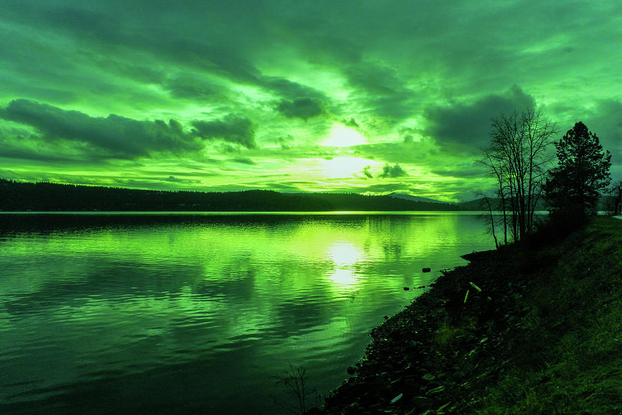 Sunset Lake Coeur Dalene  Idaho Photograph