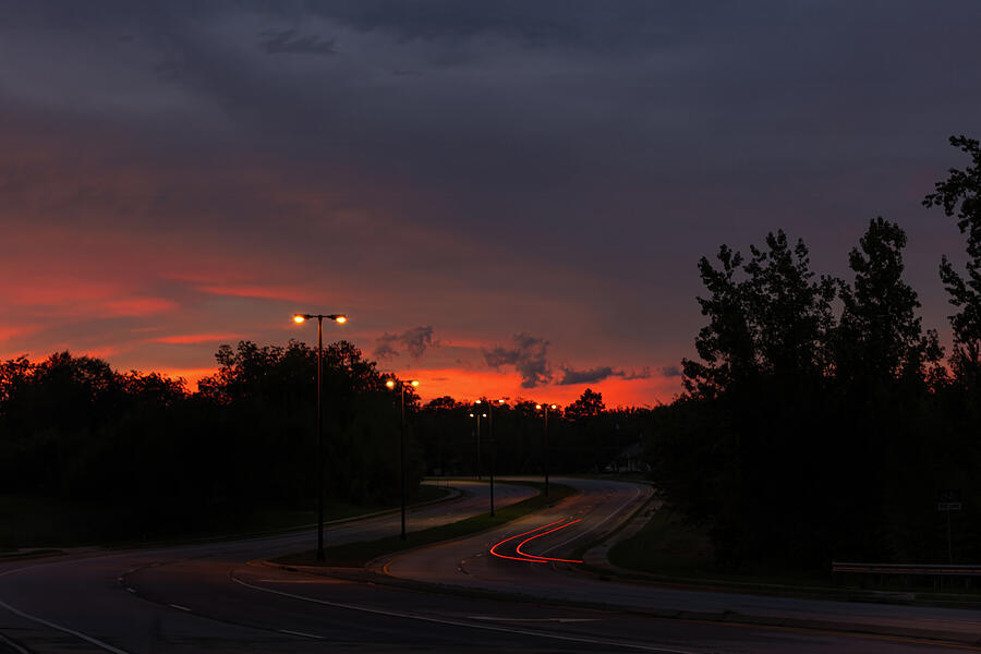 Sunset Photograph - Sunset - Light Trails -  Augusta GA - 1 by John Kirkland