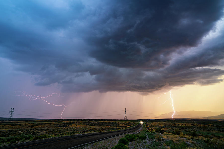 Sunset Lightning Storm Photograph by Wesley Aston