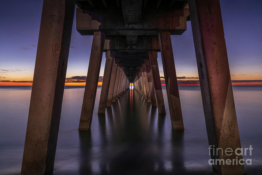 Sunset Line at Venice Fishing Pier, Florida Photograph by Liesl Walsh