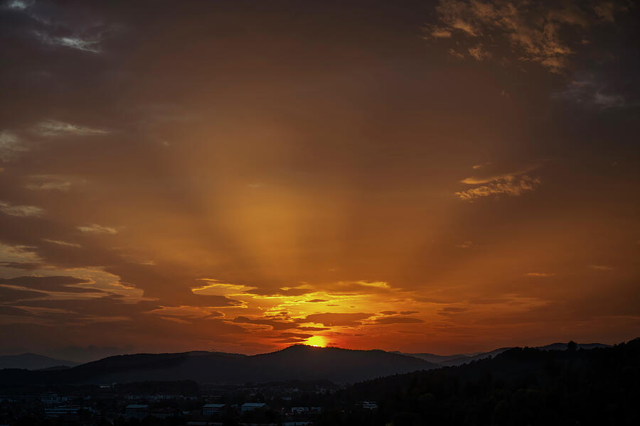 Sunset Photograph - Sunset Ljubljana Slovenia by Joan Carroll