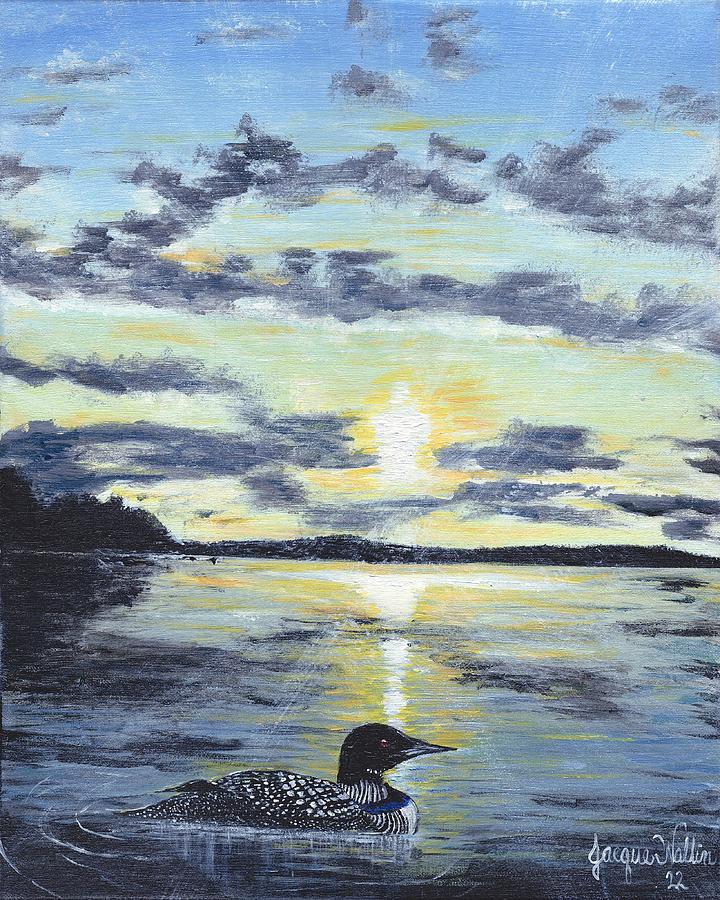 Sunset loon Painting by Jacque Wallin - Fine Art America