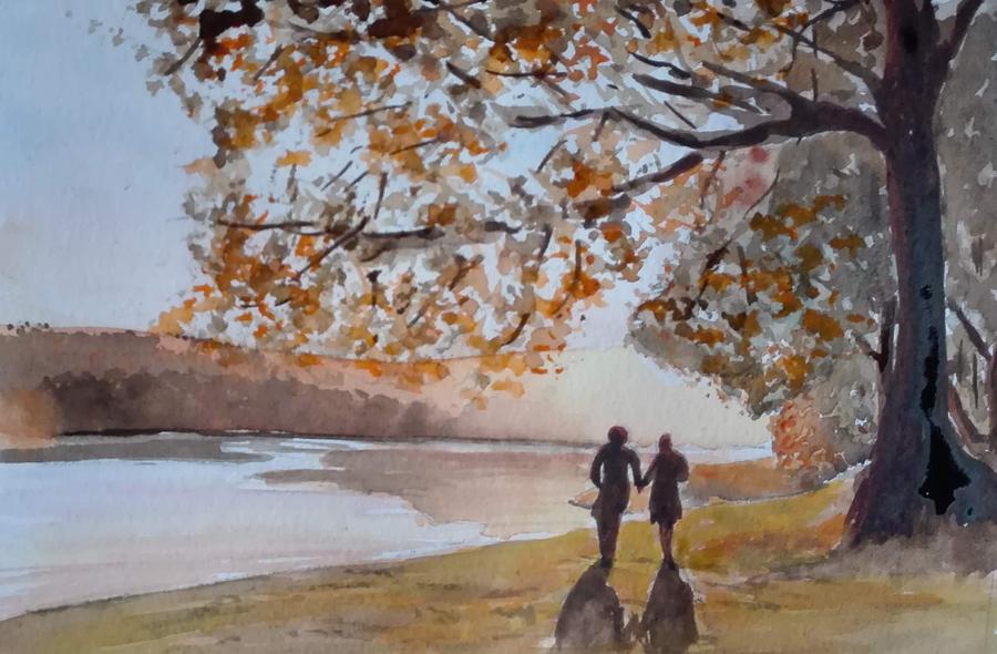 Sunset Lovers Painting by Sandie Croft