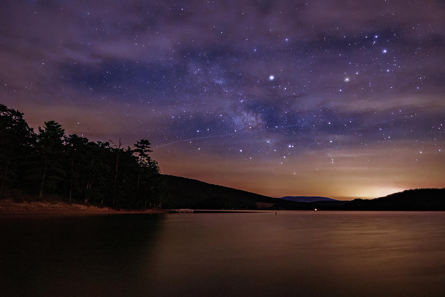 Sunset Milky Way at Lake Moomaw Photograph by Norma Brandsberg