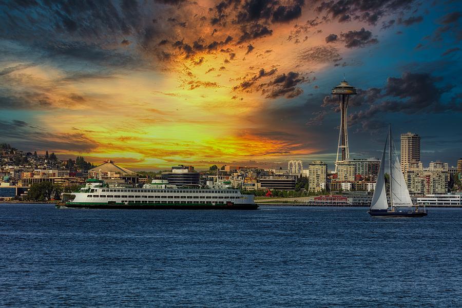 Sunset Mood In Seattle Photograph by Mountain Dreams