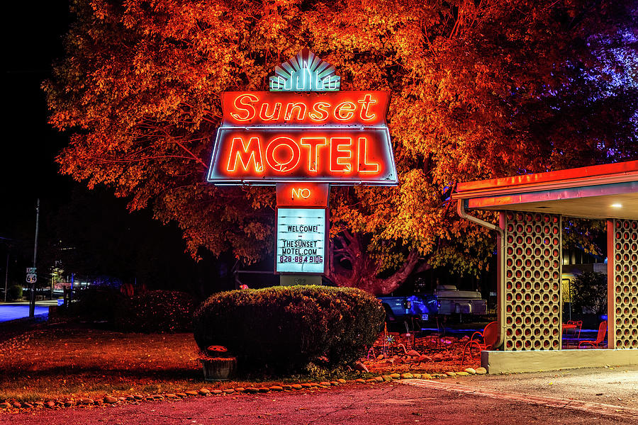 Sunset Motel Photograph by Charles Hite