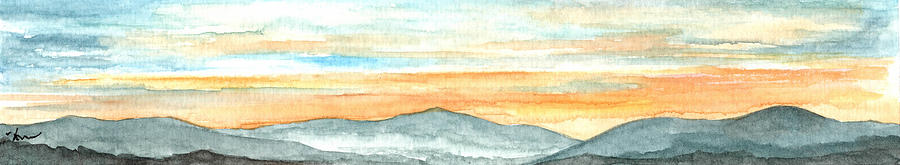 Sunset Mountains Painting by Katrina Nixon