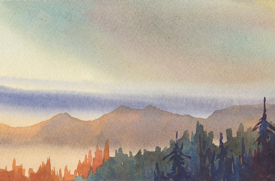 Sunset Mt Ranges Painting by Peggy Wilson
