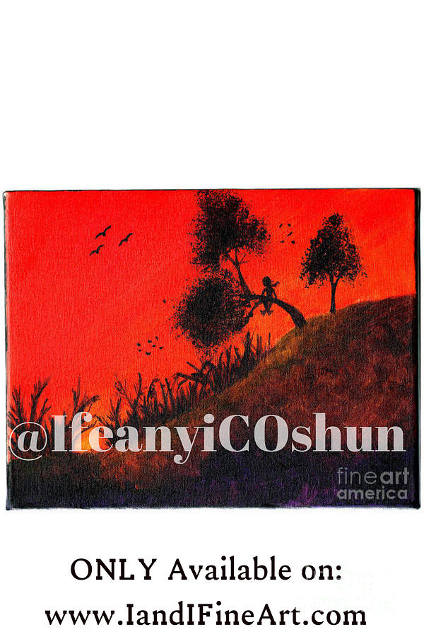 Landscape Painting - Sunset Nostalgia by Ifeanyi C Oshun