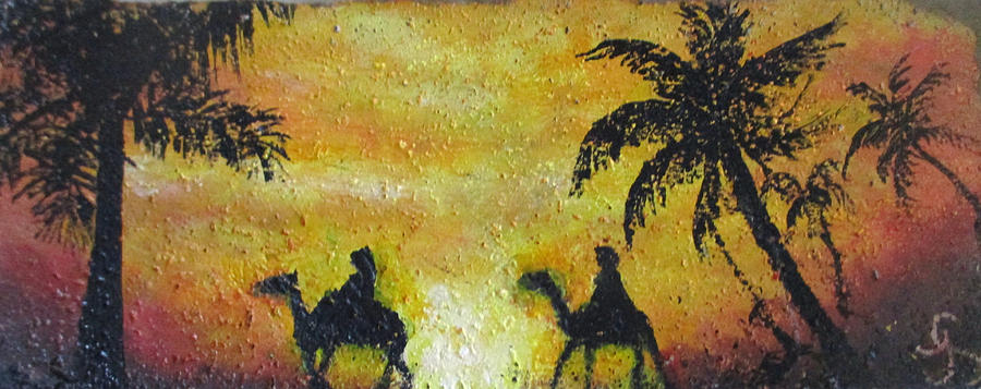 Sunset Of Giza Painting by Jen Shearer