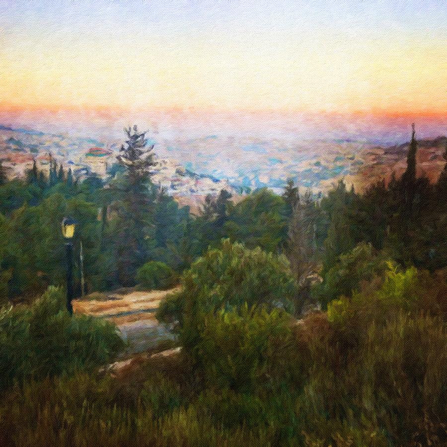 Sunset Digital Art - Sunset of Serenity Over the Jerusalem Hills by Pamela Storch