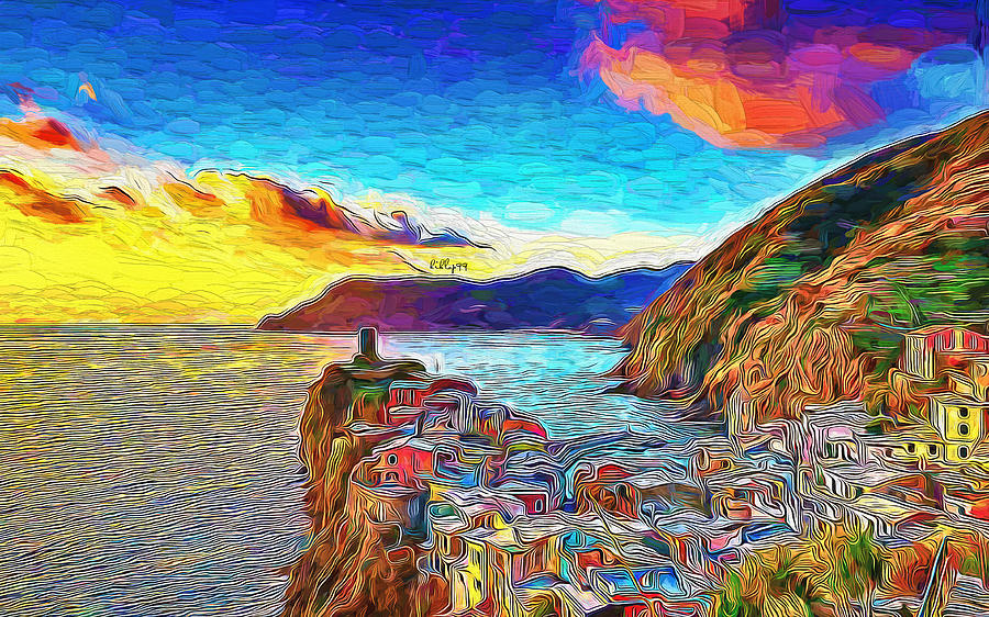Sunset On Amalfi Coast, Italy Painting